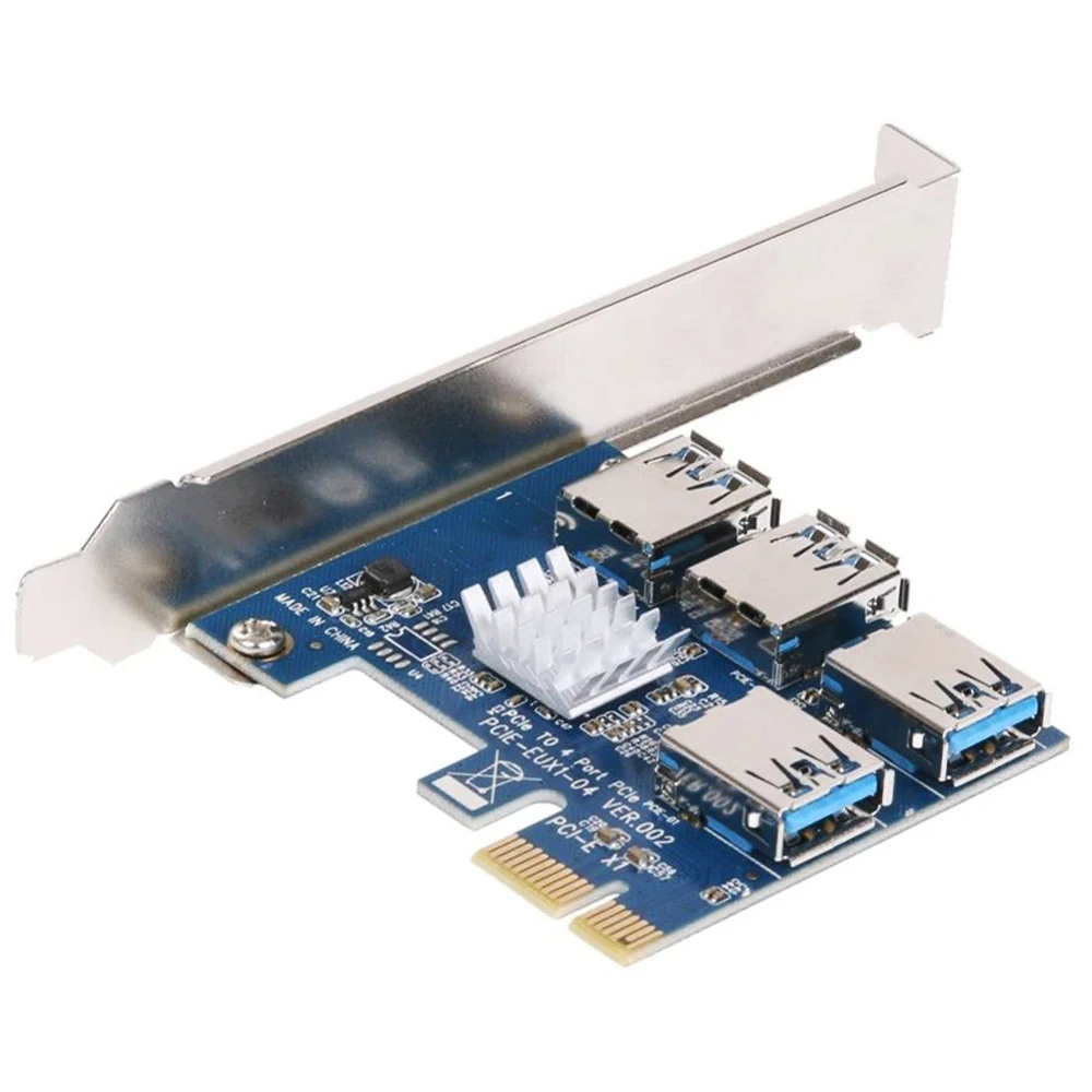 

PCI-E 1 to 4 PCI-E Adapter 16X slots Riser Card PCI-E 1X to External 4 PCI-e slot Adapter PCIe Multiplier Card for Bitcoin Miner