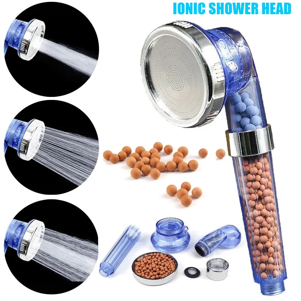 Negative Ion Filtered SPA Shower Head Handheld Water Saving Adjustable 3-Way Spray Nozzle Heads AC889 | Обустройство дома