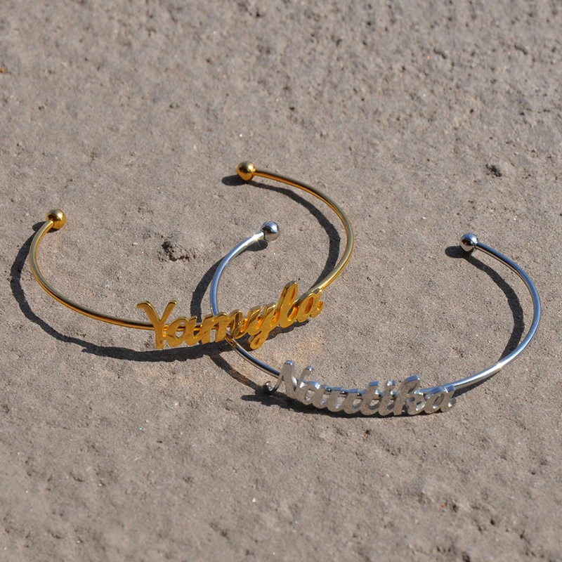 Индивидуальные открытые регулируемые браслеты с именем для женщин и мужчин