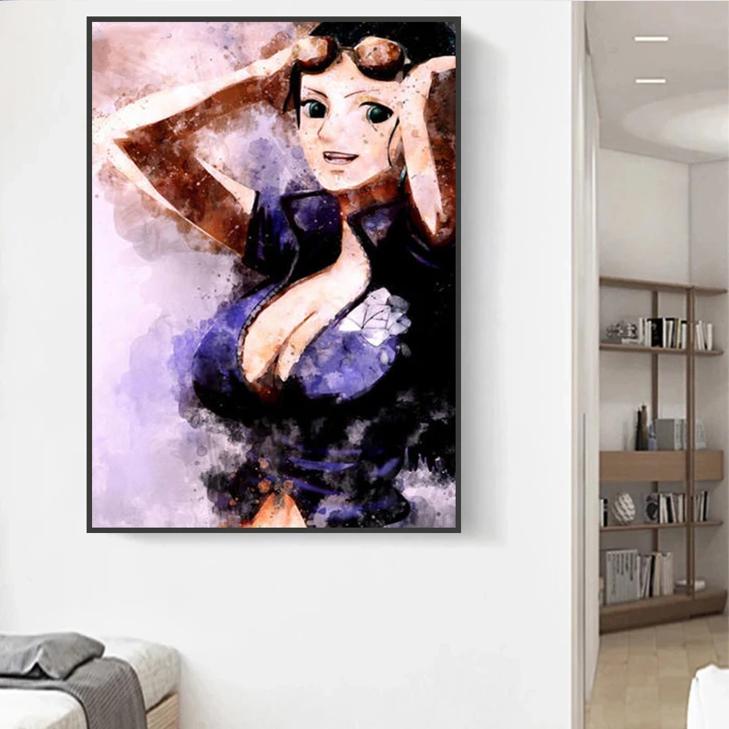 Аниме цельный Холст Картина Луффи и его партнеры акварельный плакат настенные