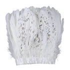 Оптовая продажа, 2 ярда, лента из белых гусиных перьев, бахрома, гусиные перья, отделка шириной 15-20 см для декоративных перьев, рукоделие, косплей