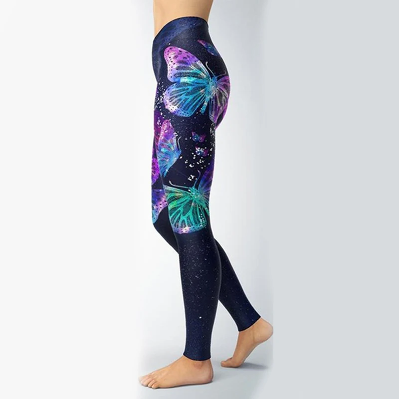 Модные леггинсы до середины талии с цветочным принтом дышащие укороченные штаны