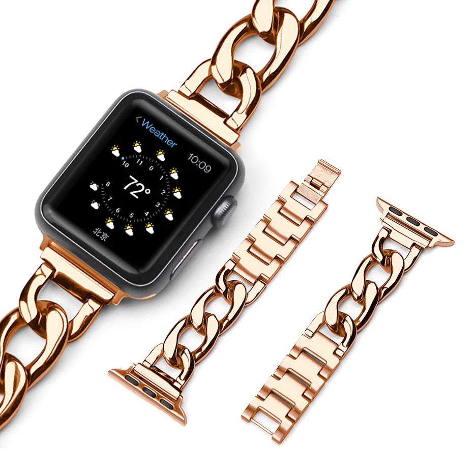 

Cowboy Chain Strap Wrist Watchband for Apple Watch Band 44 Mm Iwatch Series 5 4 3 2 Accessories 38MM 40 42MM Belt Loop Bracelet