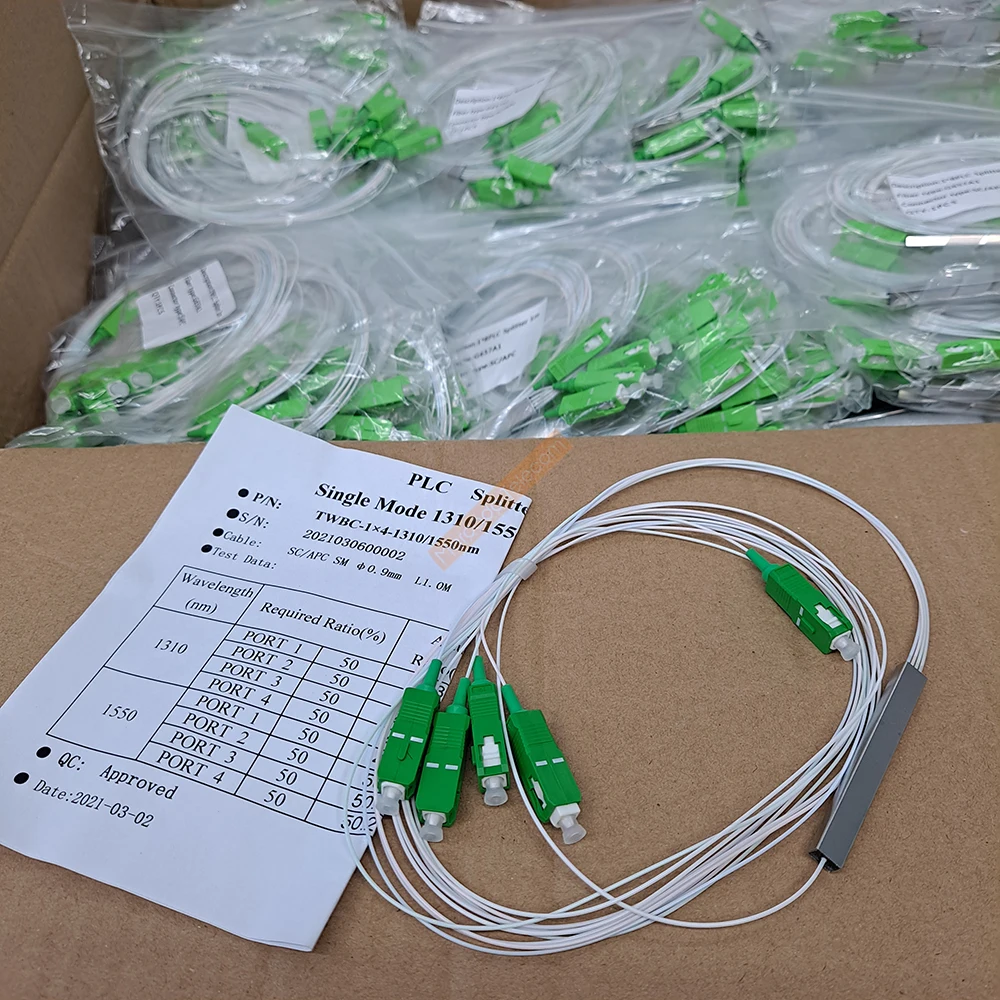 Высококачественный 20 шт./лот 1X2 1X4 1X8 1X16 1X32 PLC SC/APC SM однорежимный 0 9 мм G657A1 LSZH 1m FTTH