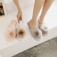 new product comfortable fur room home slippers female rubber bottom slippers