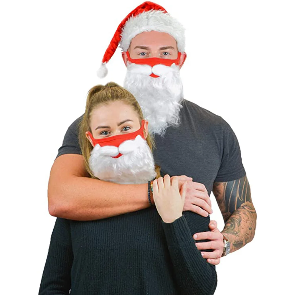 

Christmas Funny Santa Cosplay Mask For Adults Man Woman Santa Beard Mask Role Play Party Accessories