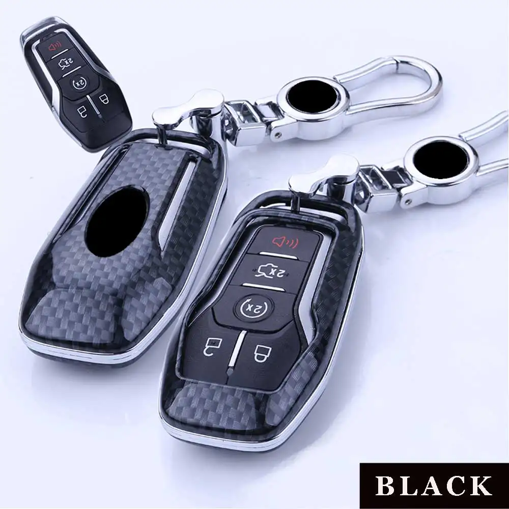 Для FORD 15-18 FUSION MONDEO MUSTANG F-150 EDGE EXPLORER для LINCOLN MKC MKX 4 кнопочный чехол для ключей, чехол, карбоновый цвет - Название цвета: for lincoln black