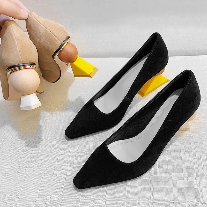 Обувь женская обувь на необычном каблуке с геометрическим узором цвет черный