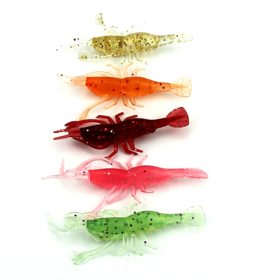 8Pcs Lure small shrimp type soft bait Fishing Lures Soft Plastic Bait Prawn Shrimp 8CM/3.6G | Спорт и развлечения