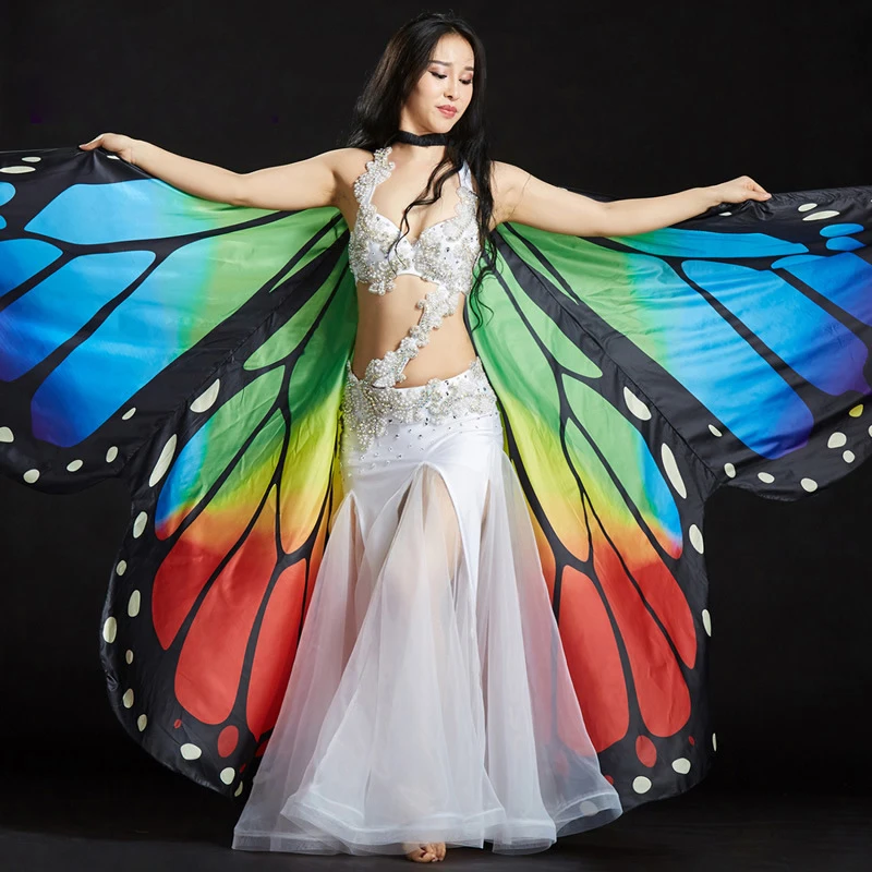 

Belly Dance Costume 360 Butterfly Isis Wings Gradient Colourful Stage Performance Props Butterfly Wings for Belly Dance Cloak