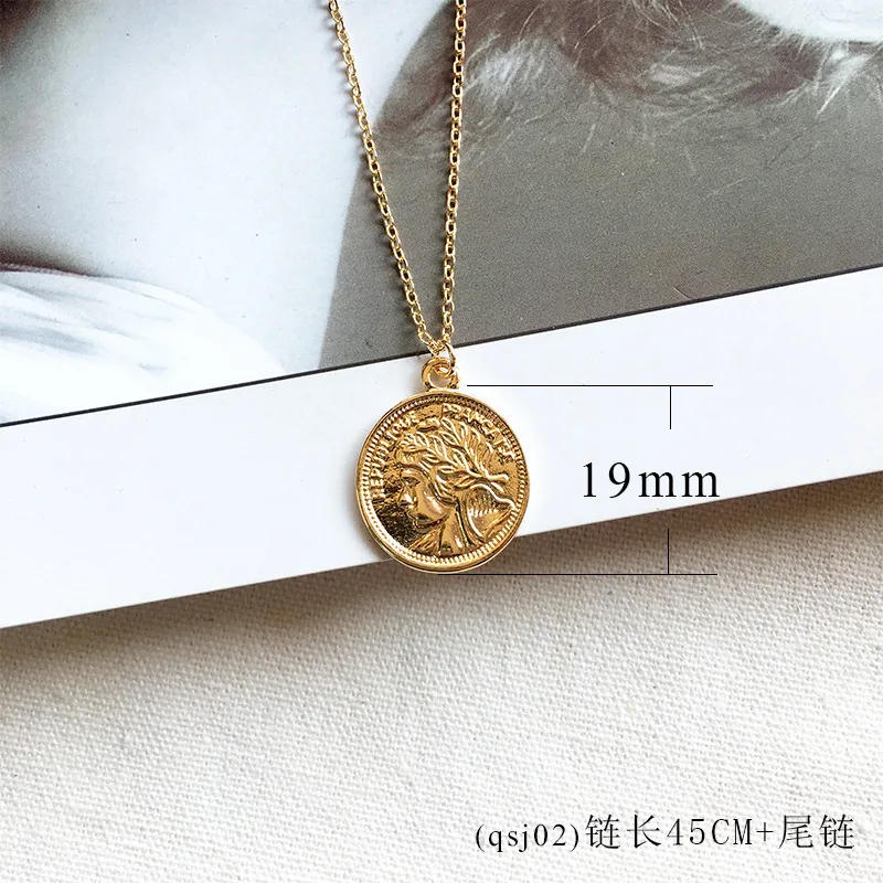 Vintage Carved Gold Coin Roman Necklace For Women Bohemian Pendant Necklaces Boho Jewelry Choker Statement | Украшения и