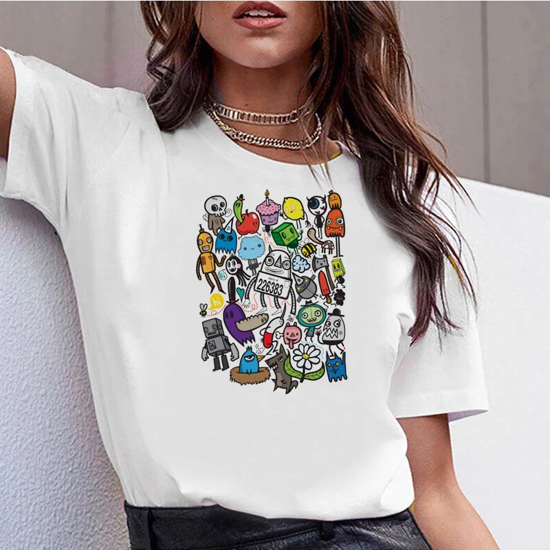 10501 _ футболка Повседневная с круглым вырезом и короткими рукавами женская