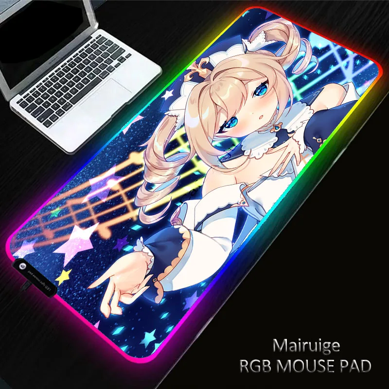 

30*80CM RGB Genshin Impact Gaming Pad Rubber Non-Slip Laptop PC Led Gamer Large Mouse Pad Keyboard Mousepad for Computer Desk