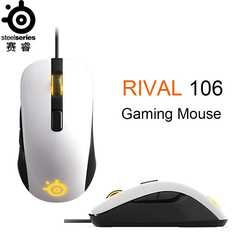 

New SteelSeries RIVAL 106 Wired Gaming Mouse 7200DPI Optical 6-key Mirror Material Mouse CS:GO PUBG OW Gamer Mouse