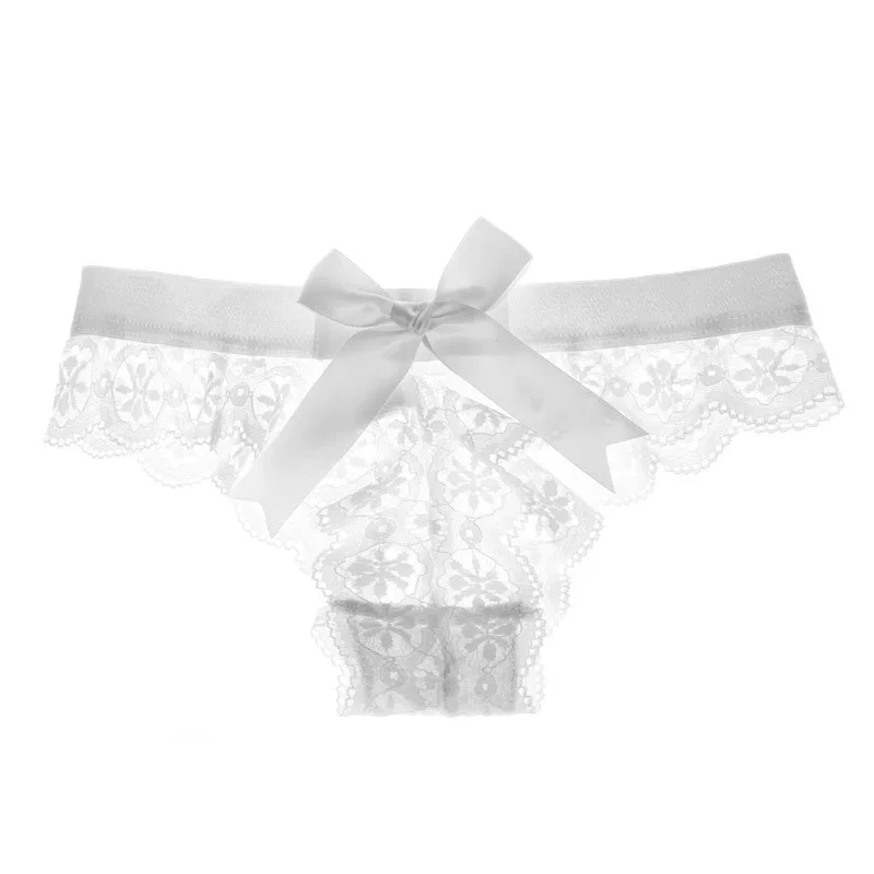 

String Femme Sexy Lace Panties For Women Female Bow Sexy T-Back Thongs Transparent Femme Underwear Women Panties