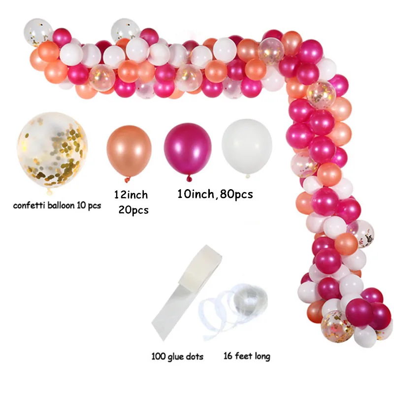 112pcs 100 шт./компл. розового цвета белого золота шары арки гирлянды Baby Shower девичник День рождения фон хром балон отделка Globos - Цвет: 112pcs