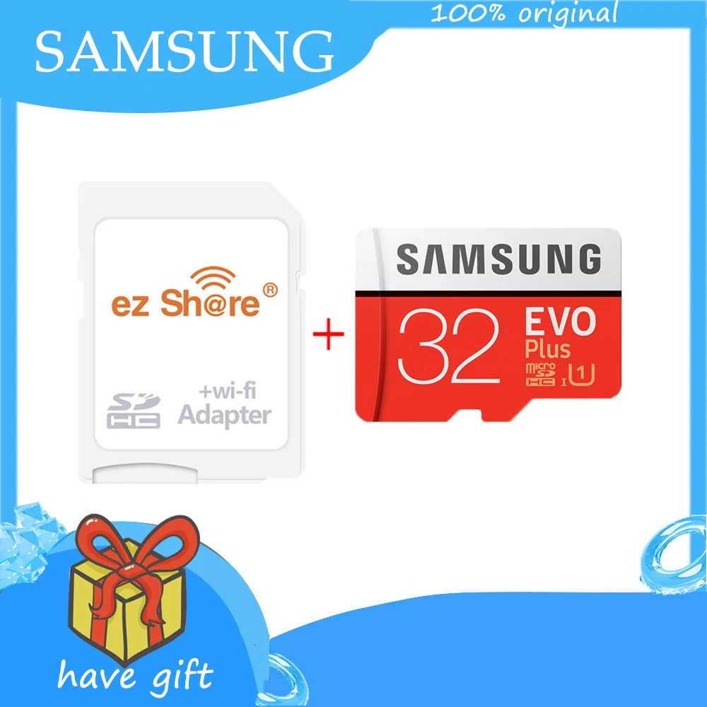Карта памяти SAMSUNG Micro SD класс 10 с беспроводным адаптером ez share wifi 32 Гб 64 128 ГБ 256