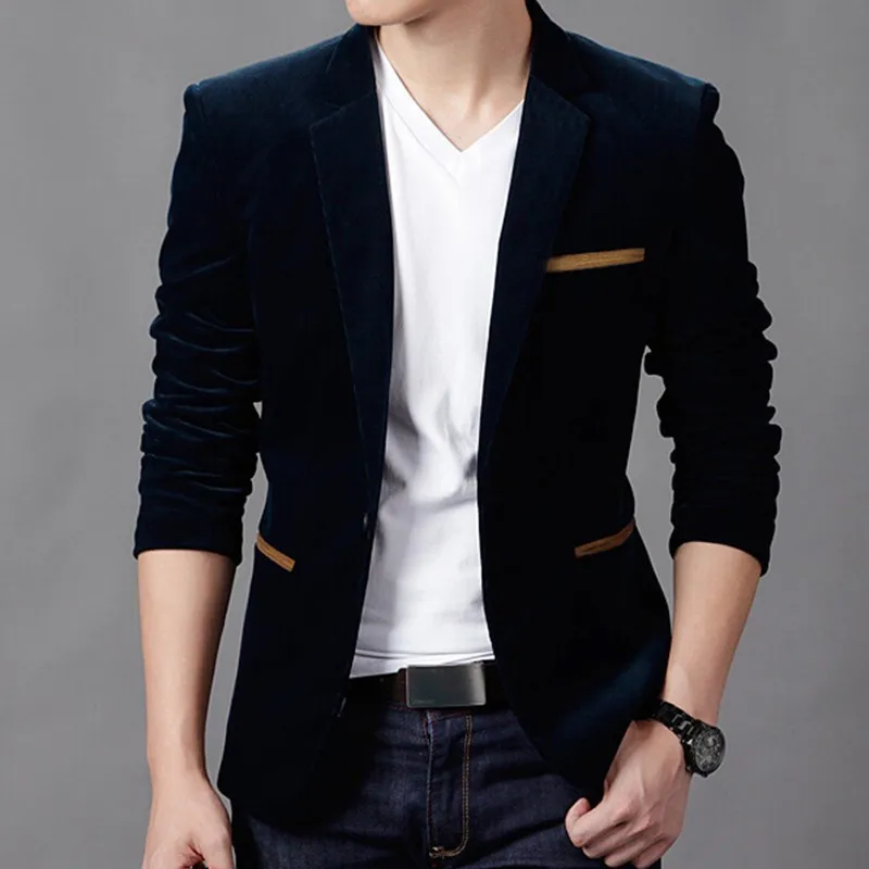 

Men's Coats Men Corduroy Jacket Blazer Tops man Solid Slim Long Sleeve Coat male single button blazer jackets Winter