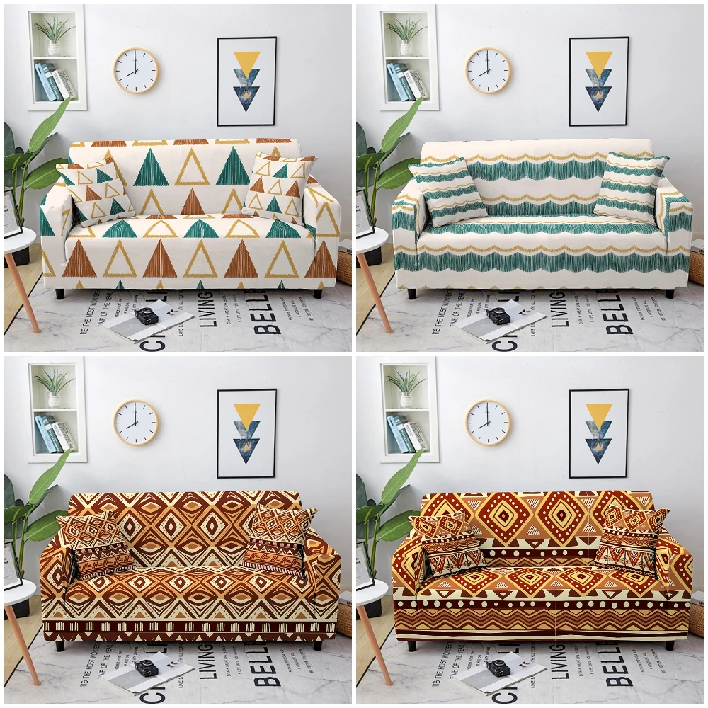 

Чехол для дивана эластичный, с геометрическим узором, в этническом стиле, для гостиной