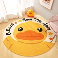 cartoon round carpet floor mat bedroom polyester duck bear flower soft rug anti slip baby play mat nordic kids room decoration