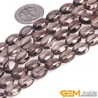 Натуральный камень коричневого цвета Овальные Бусины Из дымчатого кварца для изготовления ювелирных изделий сделай сам, 15 дюймов