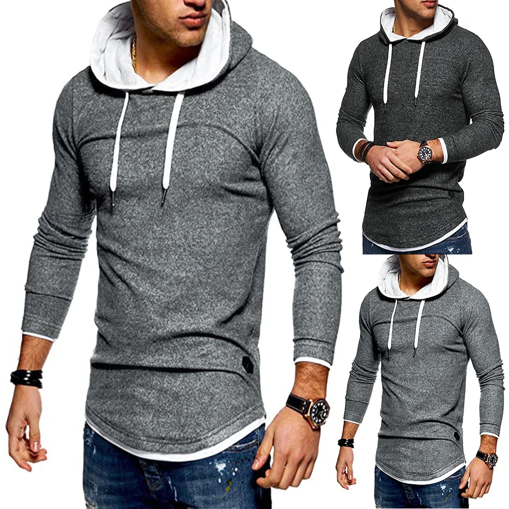

Drawstring Hooded Sports Black Hoodies Waist Slim Muscle Mens Long Sleeve Fall Sweatshirt Autumn Casual Workout Gym Hoodies