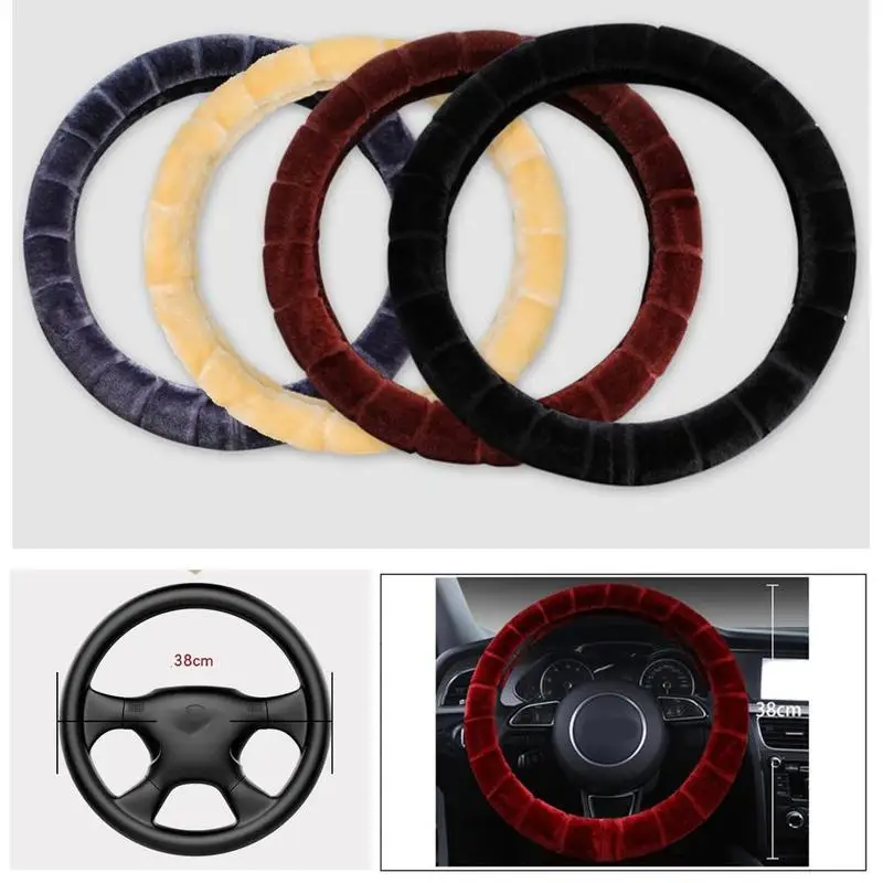 

Winter Warm Non-Slip Car Steering Wheel Cover for Plush Breathable Anti-Slip Car Accessories 36-39cm