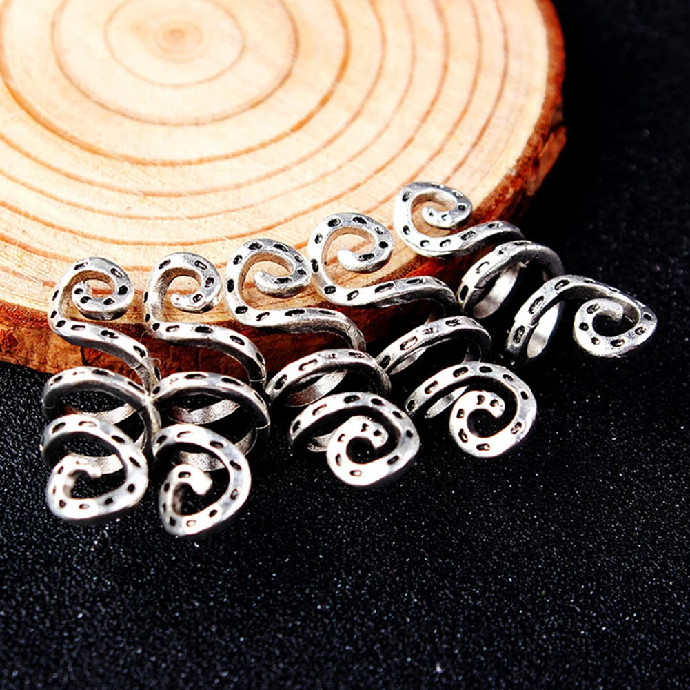 5 шт. винтажная металлическая Серебряная коса для волос спираль викингов