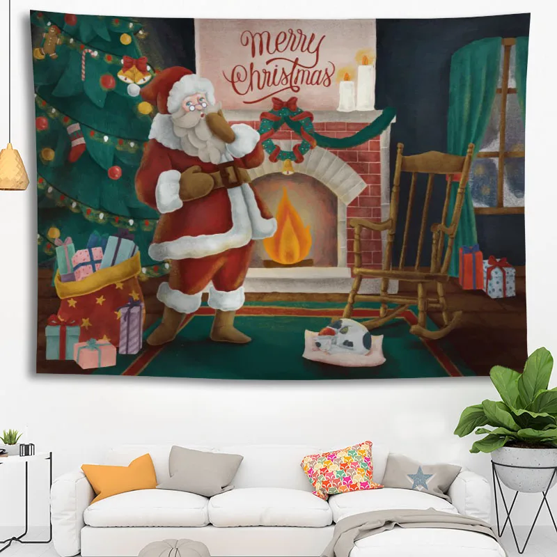 

Горячая Распродажа, высокое качество, настенная подвеска в виде Санта-Клауса, HD-пейзаж, 3D-печать, цифровая печать, гобелен для домашнего деко...