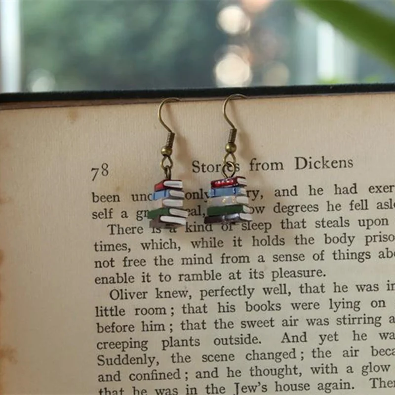 

Stack Of Books Earrings For Women Girl Library Colours Multicolor Book Pendant Earrings Fashion Creative Jewelry Christmas Gifts