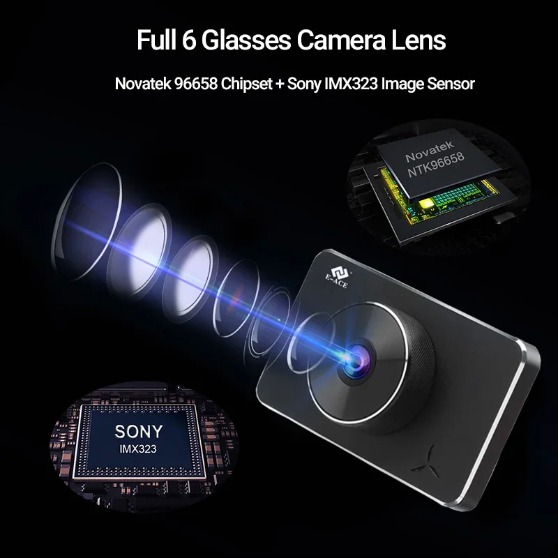E ACE Автомобильный видеорегистратор 3 0 дюймов IPS Mini Dashcam FHD 1080P с двумя объективами