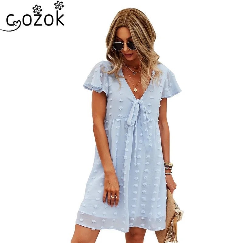 

Loose Fashionable Wear 2021 Summer Dress Women Short Sleeve Casual Dresses Pink V-Neck Beach Style Above Knee, Mini Sexy Dress