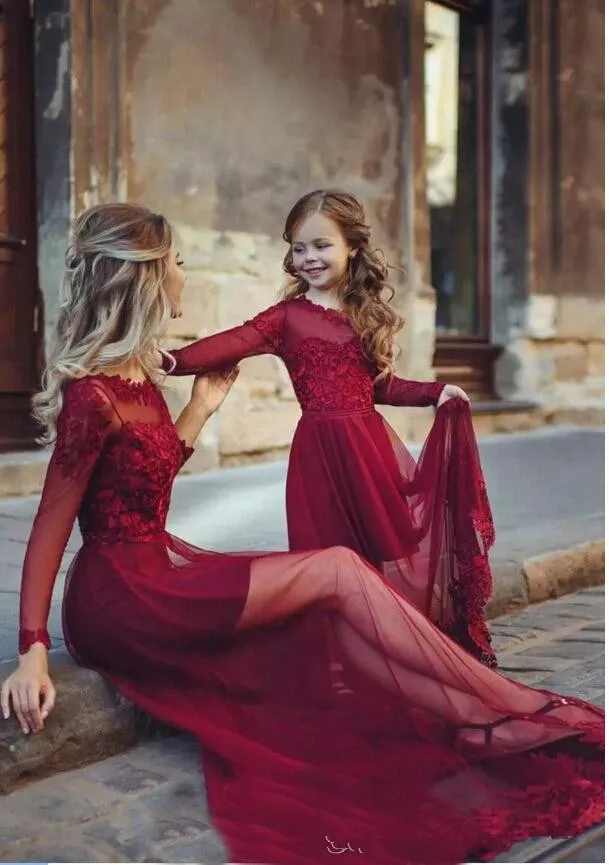 

Новинка 2020, платья для матери и дочери, кружевное Тюлевое длинное официальное платье с аппликацией до пола для выпусквечерние вечера