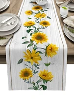 sunflower texture wood grain retro table runner modern party dining table runner wedding table decor tablecloth and placemats