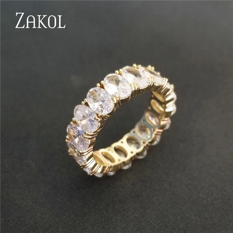 ZAKOL брендовые кольца вечности для женщин роскошное овальное кольцо с фианитом на