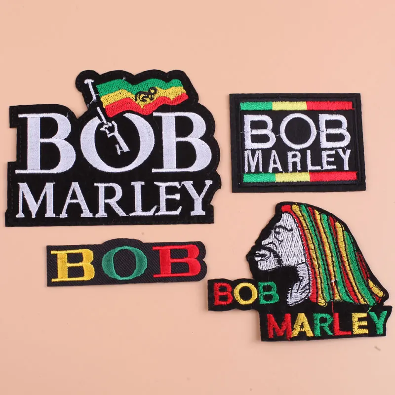 Нашивки с вышивкой надписями BOB MARLEY красные желтые зеленые наклейки аппликация