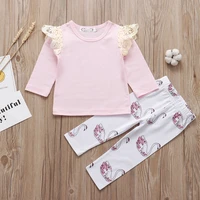 clothing sets newborn infant baby clothes summer girls and boys long sleeve cotton letter animal print outfits topspants 2 pcs