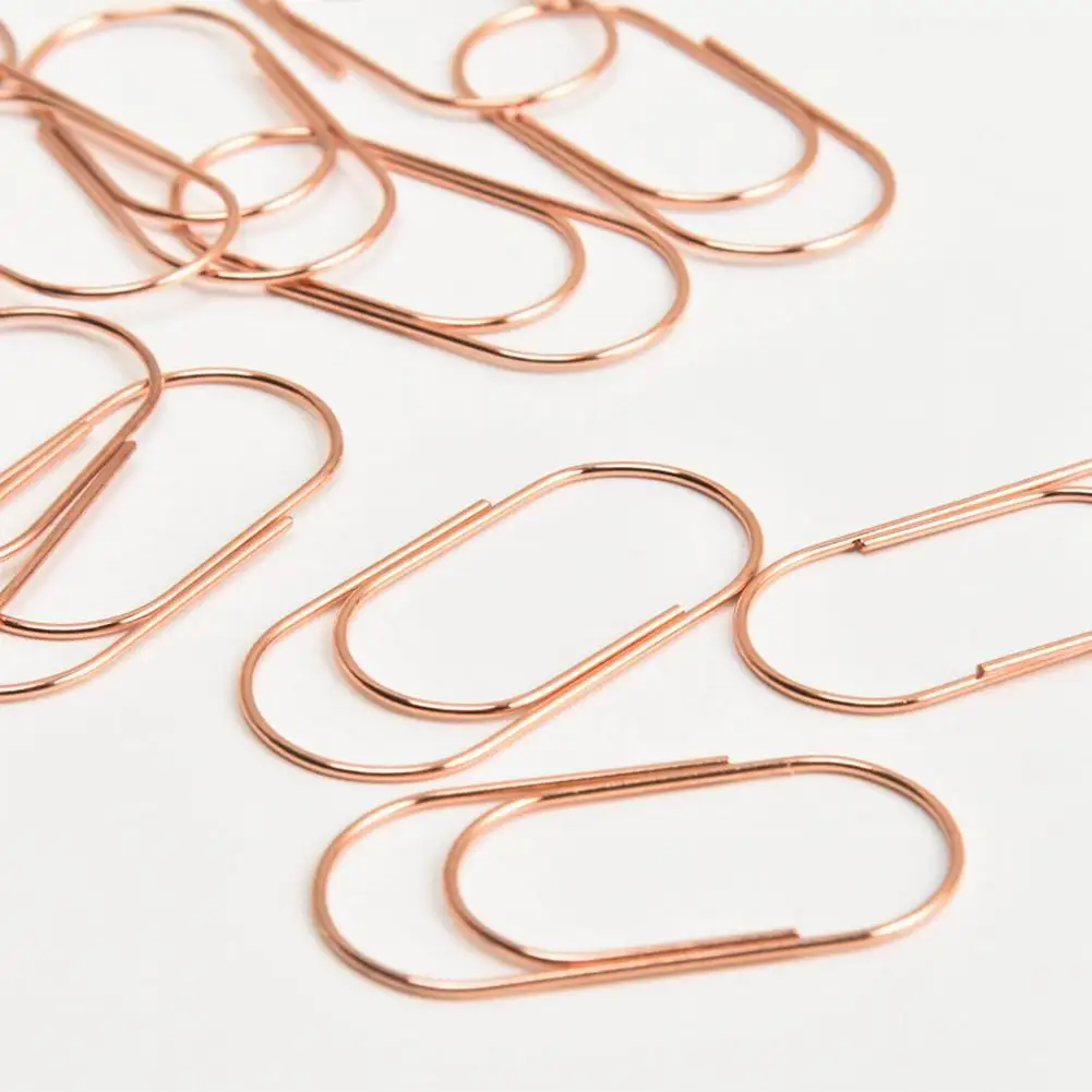 Metal Plating Paper Clip Golden And Rose Gold Curved Pin Book Stationery School Office Supplies | Канцтовары для офиса и дома