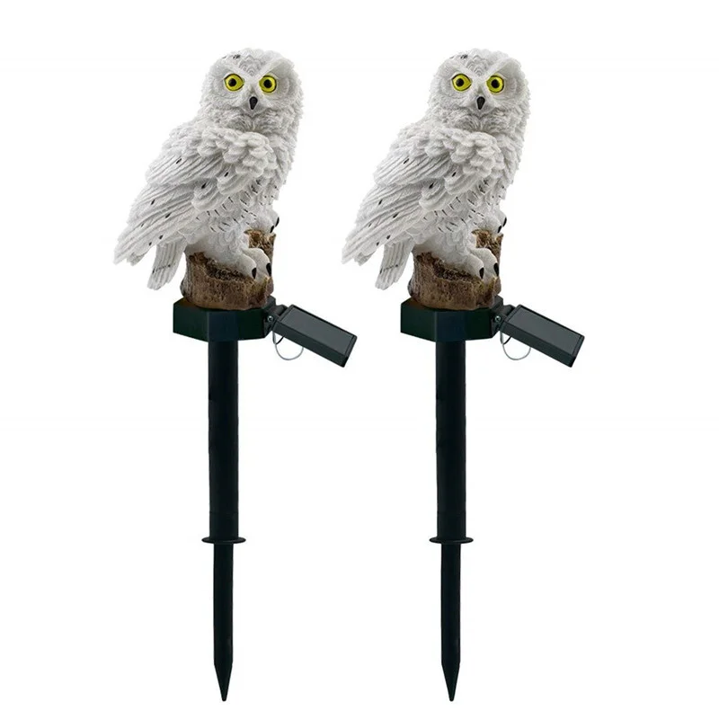

2pcs LED Solar Lamp Sculpture Owl Shape Light Solar Light Novelty Decoration Waterproof Night Light for Garden Yard Lawn Path
