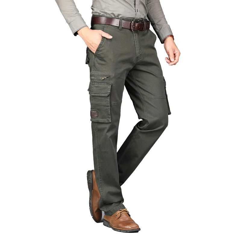 

Мужские тактические брюки-карго в стиле милитари, хлопковые рабочие брюки с несколькими карманами для осени и весны, мужские боевые джоггер...