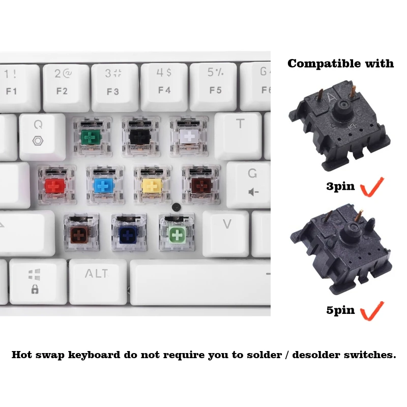 

GK61 Hot Swappable Portable Mechanical Keyboard RGB Backlit Gaming Keyboard Gateron Switch Compatible with Cheery Kailh