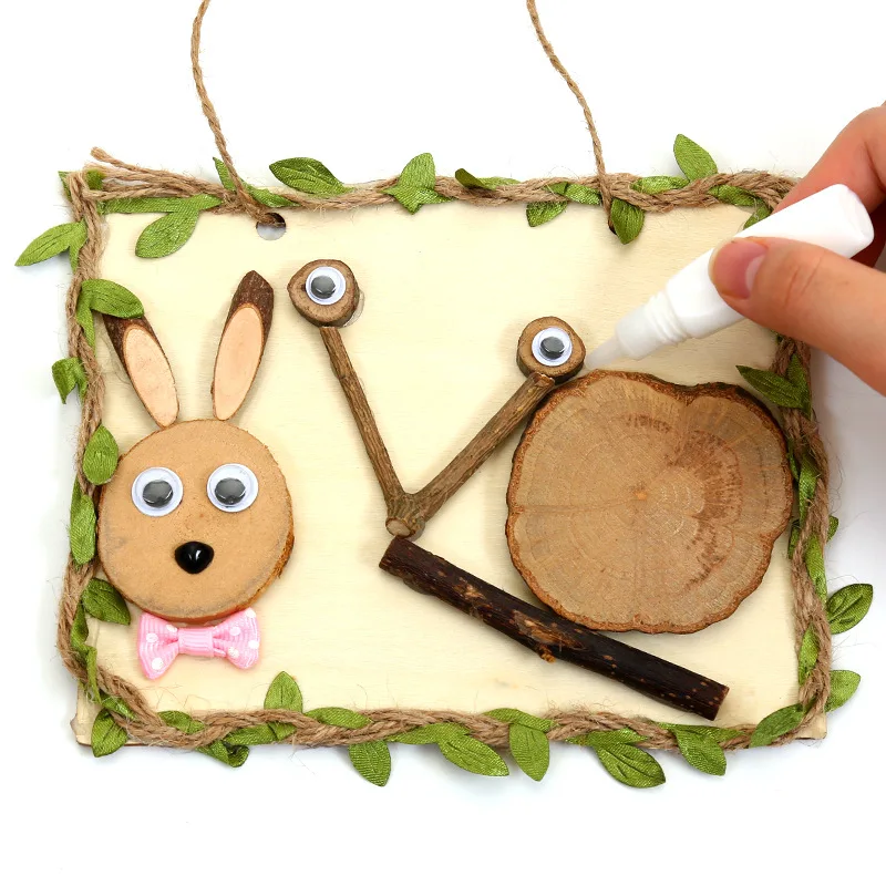 

Creative DIY Log Hemp Rope Branch Painting Natural Log Chip Handmade Material Package Kindergarten Wooden Art Picture Frame