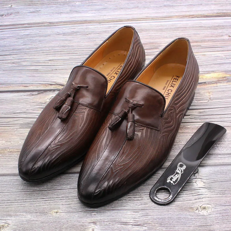 FELIX CHU Роскошные Брендовые мужские лоферы с кисточками черные коричневые дышащие