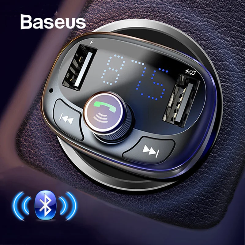 Baseus fm-передатчик модулятор Bluetooth Handsfree автомобильный комплект аудио mp3-плеер с 3.4A двойной USB автомобильный fm-передатчик зарядное устройство для телефона