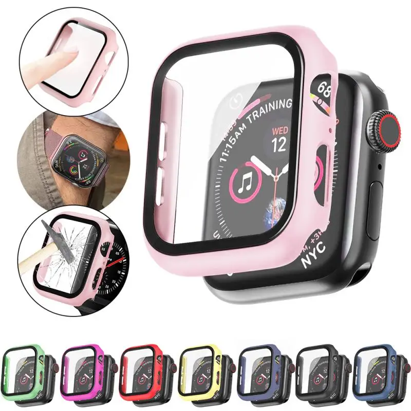 

Для iWatch Apple Watch Серия 6 5 4 3 SE чехол для часов 44 мм 40 мм 42 мм 38 мм бампер Защита экрана + крышка для Apple Watch аксессуары