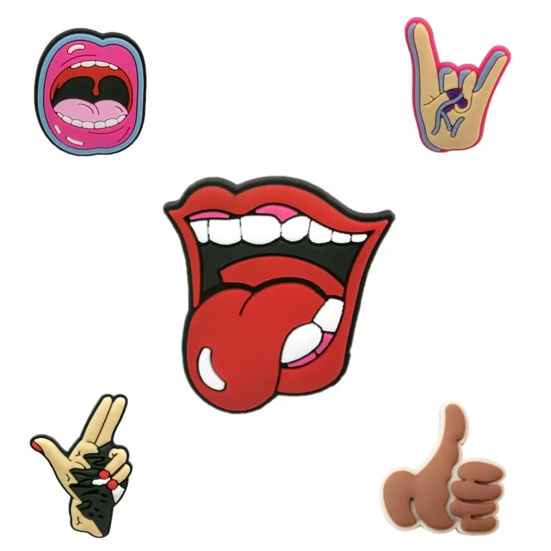 

1PCS PVC Icon creative backpack pins mouth shape gesture tongue pattern Clothes brooch men women favor supply decoration jewelry