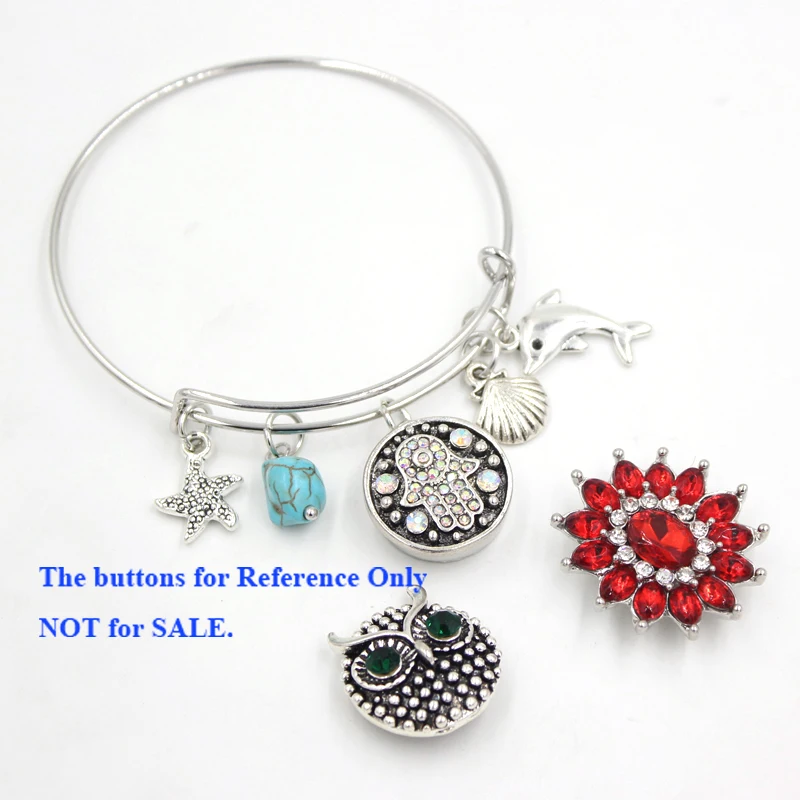 10PCS/LOT DIY Interchangeable Button Jewelry Sealife Ocean Beach Starfish Seashell Dolphin Snap Bangle&ampBracelets for Women Gift |