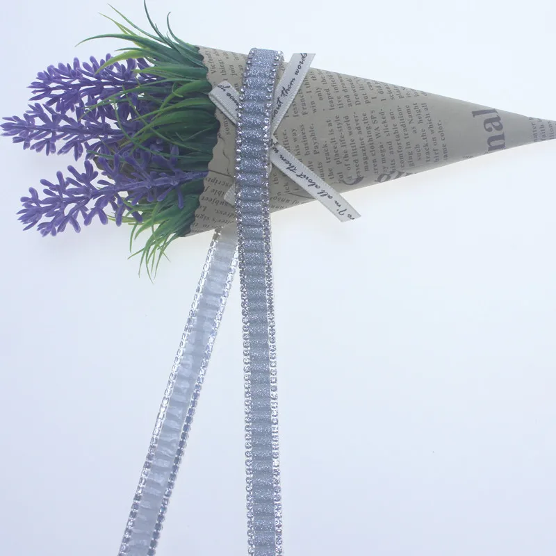 Лента для стразы 1 ярд серебристая горячей фиксации орнамент из кристаллов