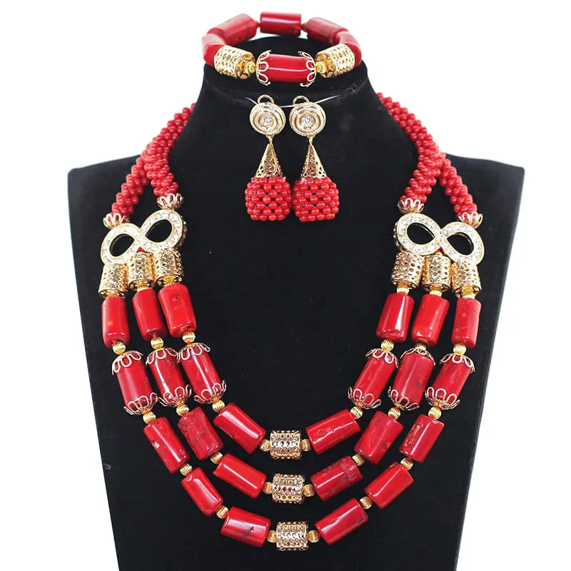 Роскошный нигерийский Свадебный набор ювелирных изделий из коралловых