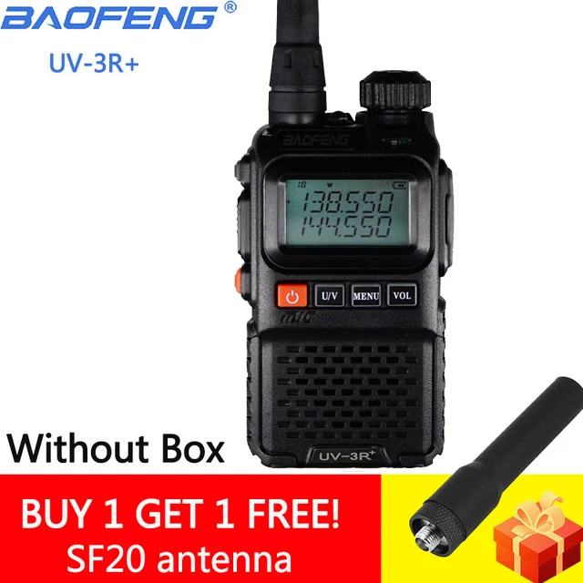 1PCs Without box Baofeng UV-3R Plus рация мини УФ 3R+ портативный CB радио Amador UHF VHF Ham CB радио VOX фонарик FM трансивер UV3R - Цвет: 1PCs Without box
